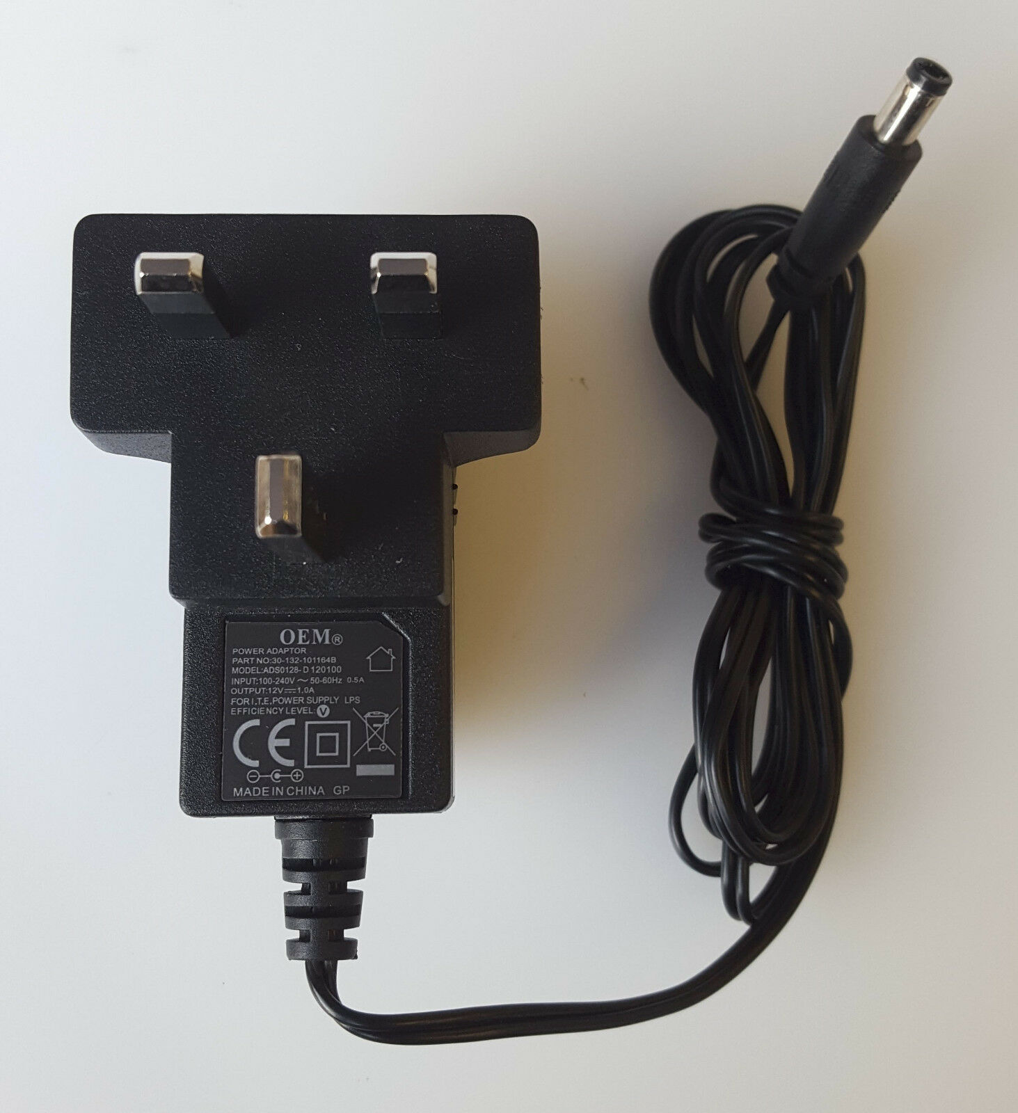 OEM ADS0128-D 120100 AC/DC POWER SUPPLY ADAPTER 12V 1.0A 30-132-101164B UK PLUG Country/Region of Manufacture: China O