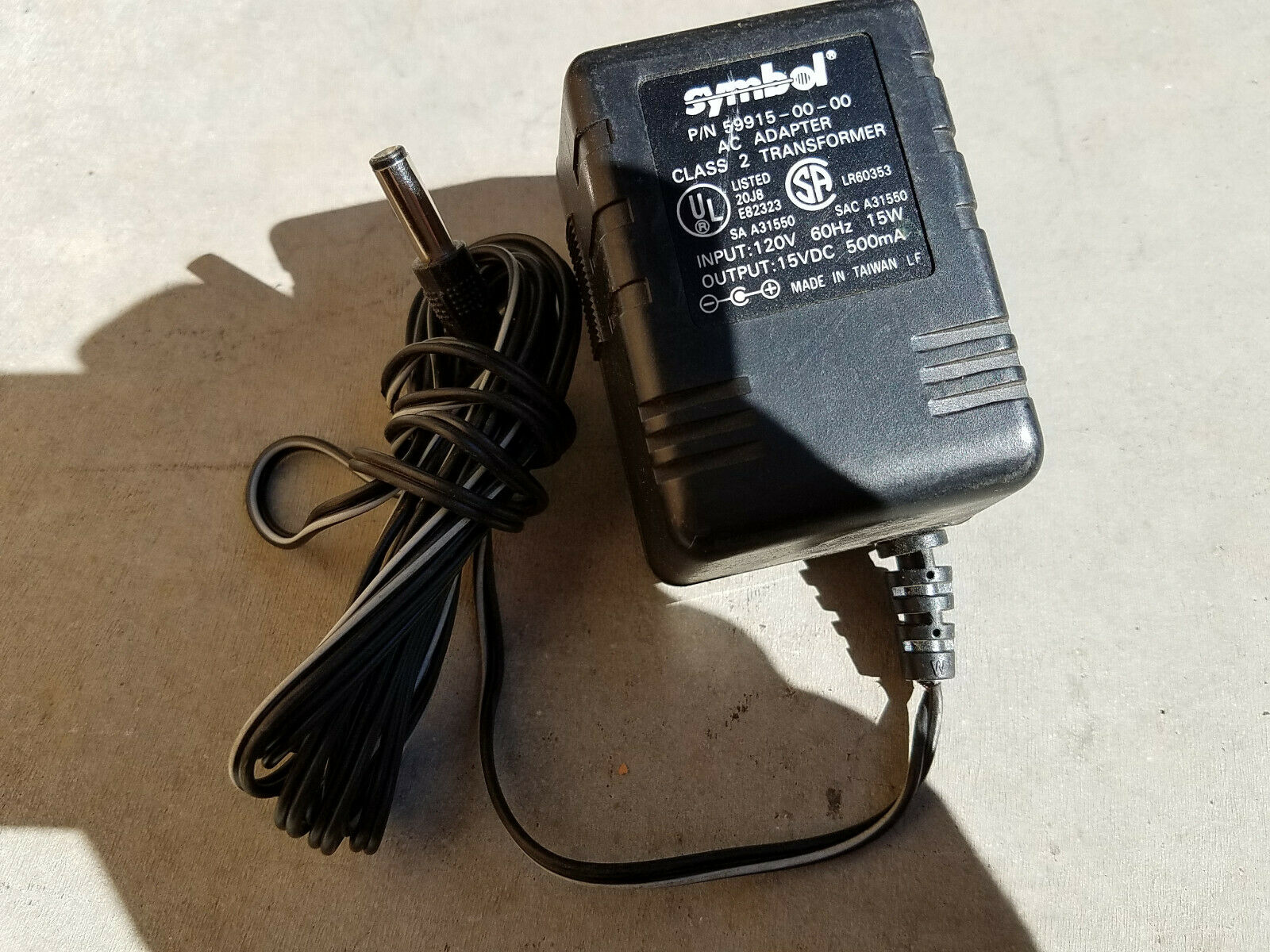 Genuine Symbol 59915-00-00 Power Supply AC Adapter Charging Cable 15VDC 0.5A MPN: 59915-00-00 Brand: symbol UPC: n Genuine Symbol 59915-00-00 Power Supply AC Adapter Charging Cable 15VDC 0.5A MPN: 59915-00-00 Brand: symbol UPC: n