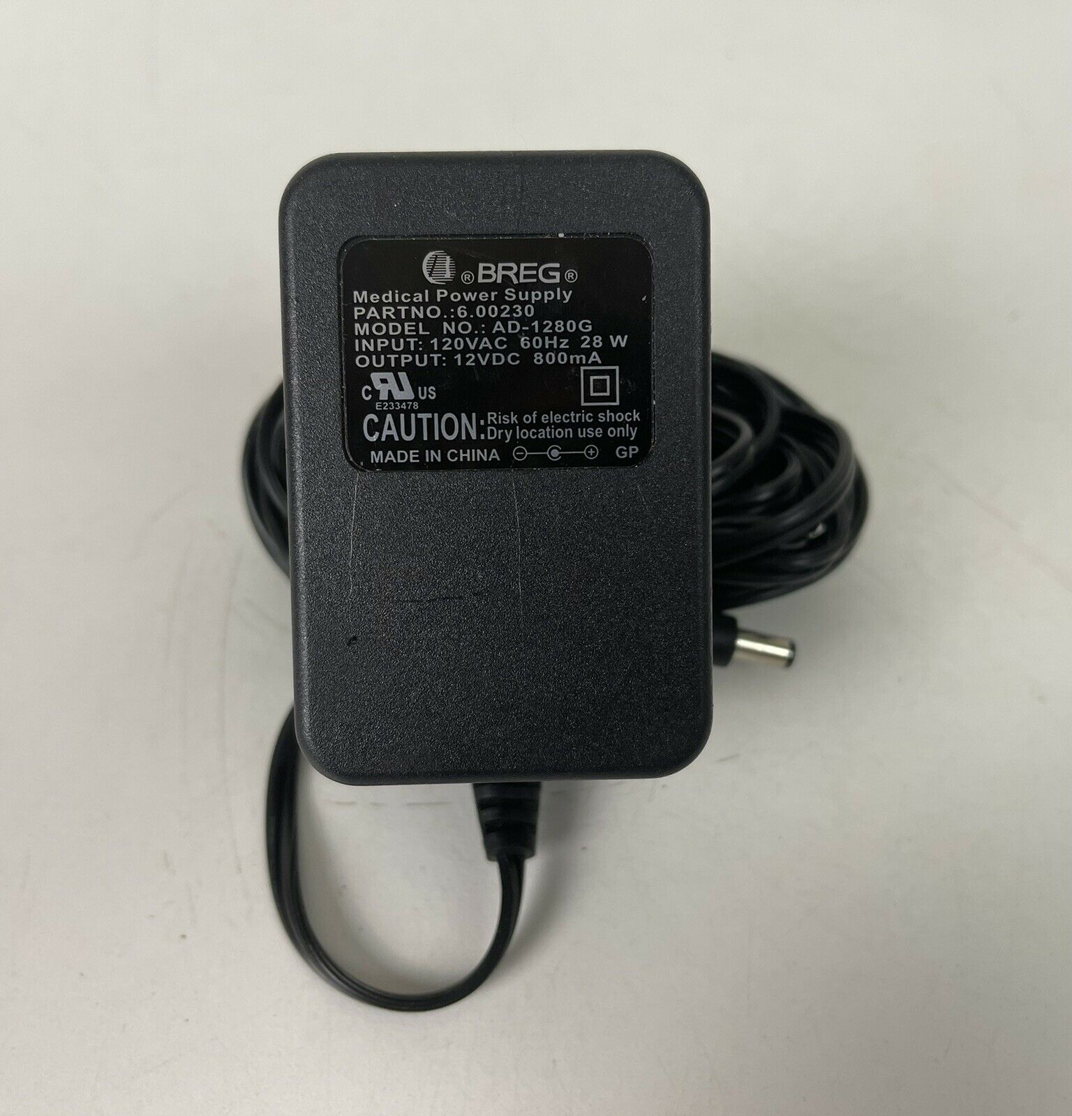 Genuine OEM Breg AD-1280G Polar Care System Power Supply Adapter 12V DC 800mA Brand: Breg Type: AC/DC Adapter Conne Genuine OEM Breg AD-1280G Polar Care System Power Supply Adapter 12V DC 800mA Brand: Breg Type: AC/DC Adapter Conne