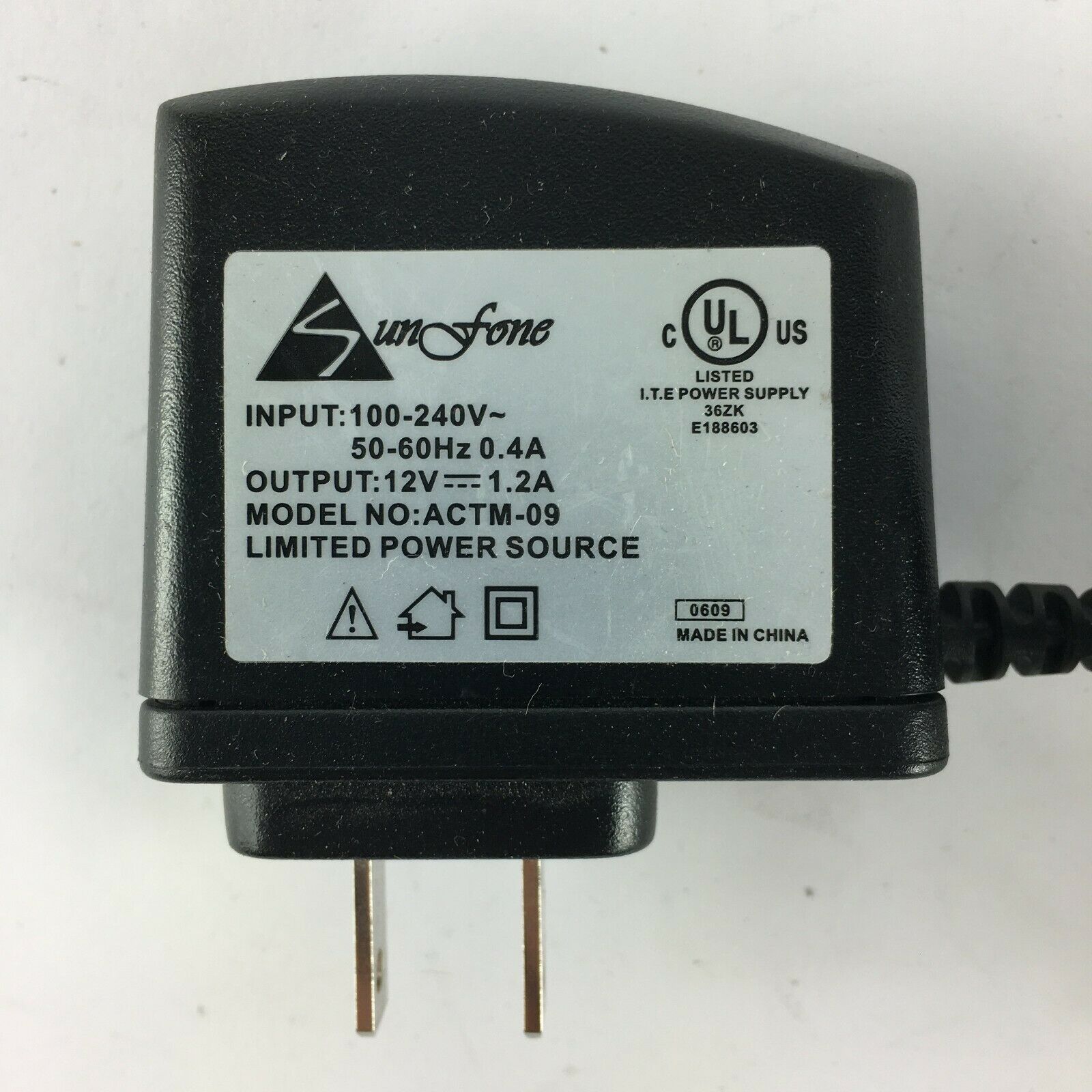 Genuine Sunfone ACTM-09 Output 12 V 1.2 A Power Supply Adapter A41 Compatible Brand: For Sunfone Type: Power Adapt Genuine Sunfone ACTM-09 Output 12 V 1.2 A Power Supply Adapter A41 Compatible Brand: For Sunfone Type: Power Adapt