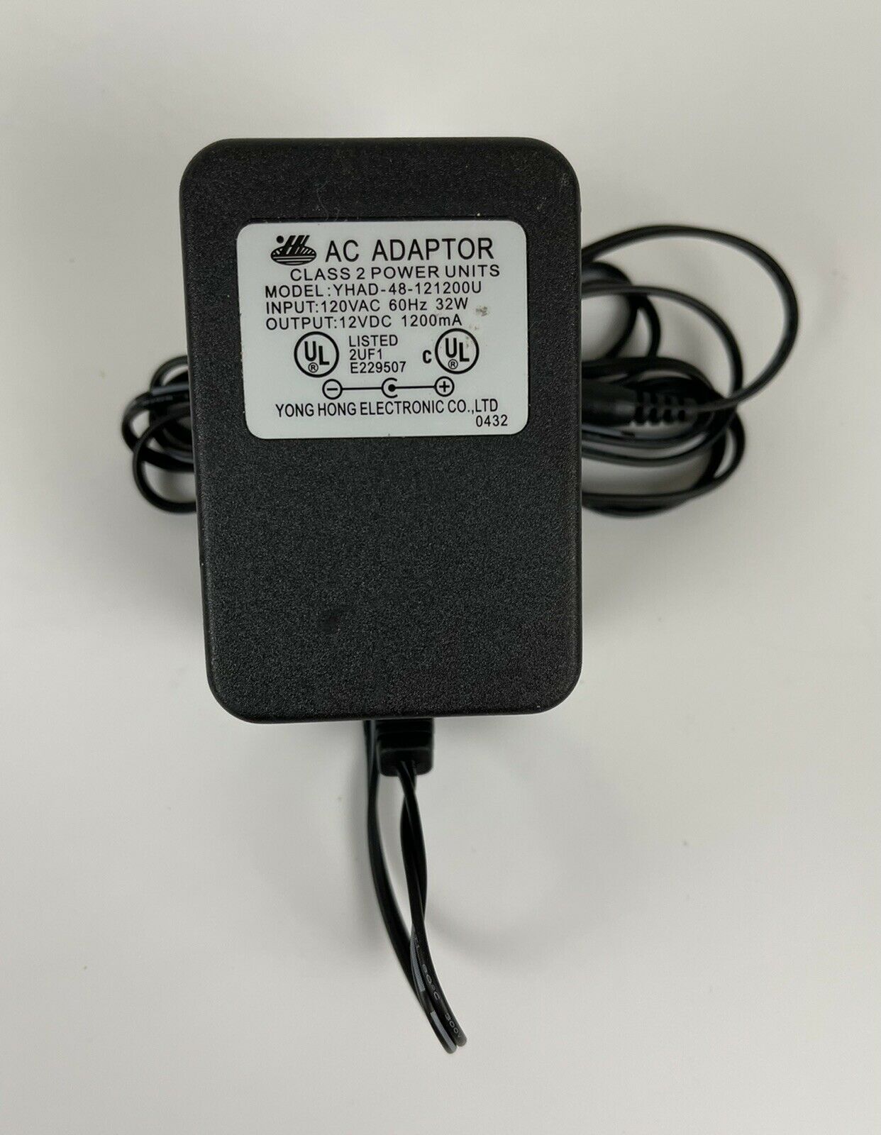 Yong Hong YHAD-48-121200U 12V 1200mA 32W 60Hz AC Adapter Power Supply Charger Type: AC Adapter Connection Split/Dupli Yong Hong YHAD-48-121200U 12V 1200mA 32W 60Hz AC Adapter Power Supply Charger Type: AC Adapter Connection Split/Dupli