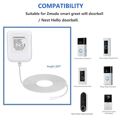 18V 500mA C Wire Power Adapter Compatible with Video Doorbell, Nest Hello Doorbell, Ring Video Doorbell Pro, Ring Video 18V 500mA C Wire Power Adapter Compatible with Video Doorbell, Nest Hello Doorbell, Ring Video Doorbell Pro, Ring Video