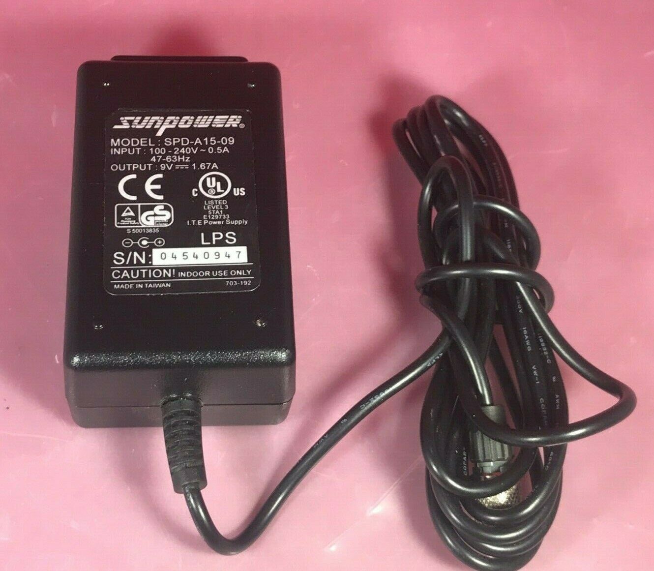 Sunpower SPD-A15-09 9V 1.67A AC Adapter Charger genuine brand new Compatible Brand: For Sun Compatible Product Line: Sunpower SPD-A15-09 9V 1.67A AC Adapter Charger genuine brand new Compatible Brand: For Sun Compatible Product Line: