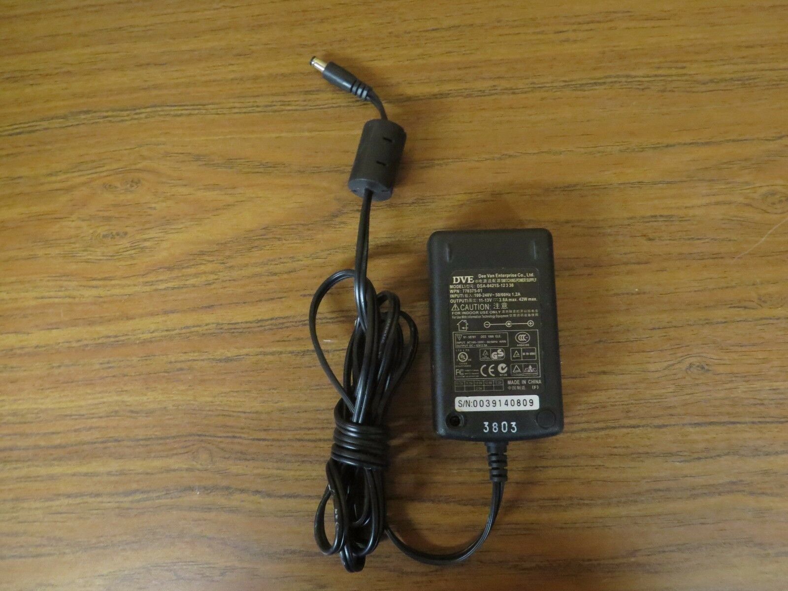 DVE AC Adapter Power Supply Cord Charger DSA-0421S-12 3 30 PN 770375-01 Type: AC/Standard MPN: 770375 01 Brand: DVE