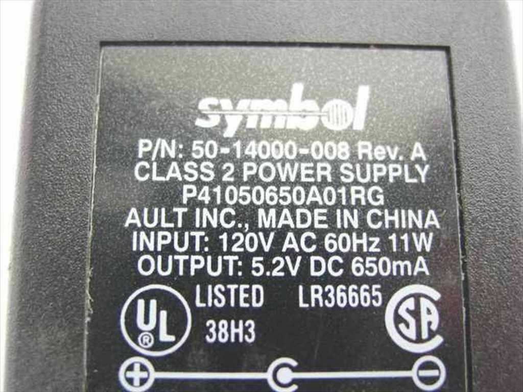 Symbol AC Adapter 5.2VDC 650mA for P300 Bar Code Scanner (50-14000-008) Brand: Symbol MPN: 50-14000-008 Compatible B Symbol AC Adapter 5.2VDC 650mA for P300 Bar Code Scanner (50-14000-008) Brand: Symbol MPN: 50-14000-008 Compatible B