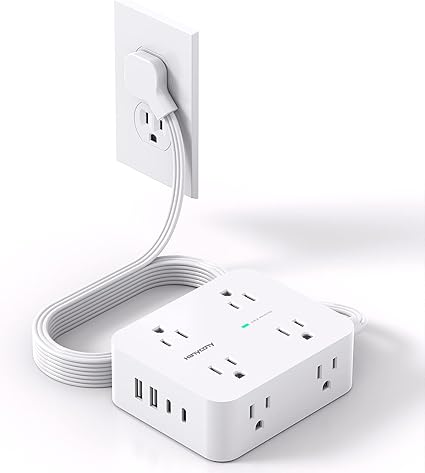 Surge Protector Power Strip, Extension Cord with Multiple Outlets, 5 Ft Ultra Thin Flat Plug 8 Outlets 4 USB Ports(2USB Surge Protector Power Strip, Extension Cord with Multiple Outlets, 5 Ft Ultra Thin Flat Plug 8 Outlets 4 USB Ports(2USB