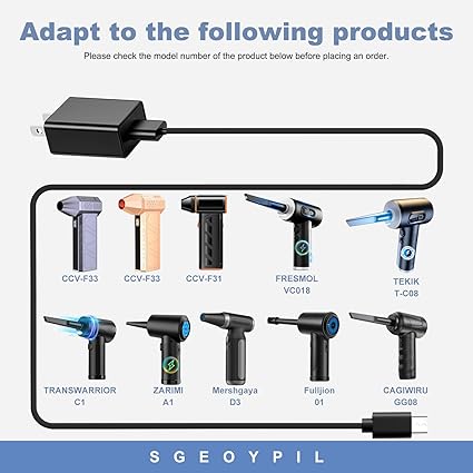 Charger Compatible with CCV F33 F31 for FRESMOL VC018 Handheld Cordless Electric Mini Blower Charging Adapter Replaceme Charger Compatible with CCV F33 F31 for FRESMOL VC018 Handheld Cordless Electric Mini Blower Charging Adapter Replaceme