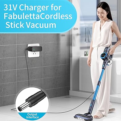 Charger for Fabuletta Cordless Stick Vacuum Cleaner, 31V Power Cord for Fabuletta FSV101 FSV001Cordless Stick Vacuum Cle Charger for Fabuletta Cordless Stick Vacuum Cleaner, 31V Power Cord for Fabuletta FSV101 FSV001Cordless Stick Vacuum Cle