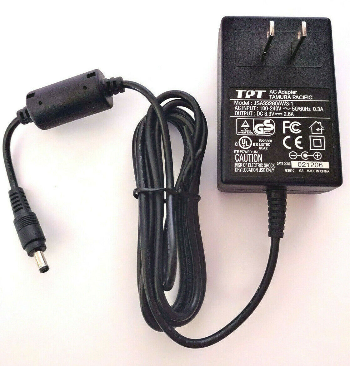 TPT JSA33260AW3-1 AC Adapter DC 3V 2.6 ITE Power Supply Transformer Charger Features: Powered MPN: Does Not Apply TPT JSA33260AW3-1 AC Adapter DC 3V 2.6 ITE Power Supply Transformer Charger Features: Powered MPN: Does Not Apply