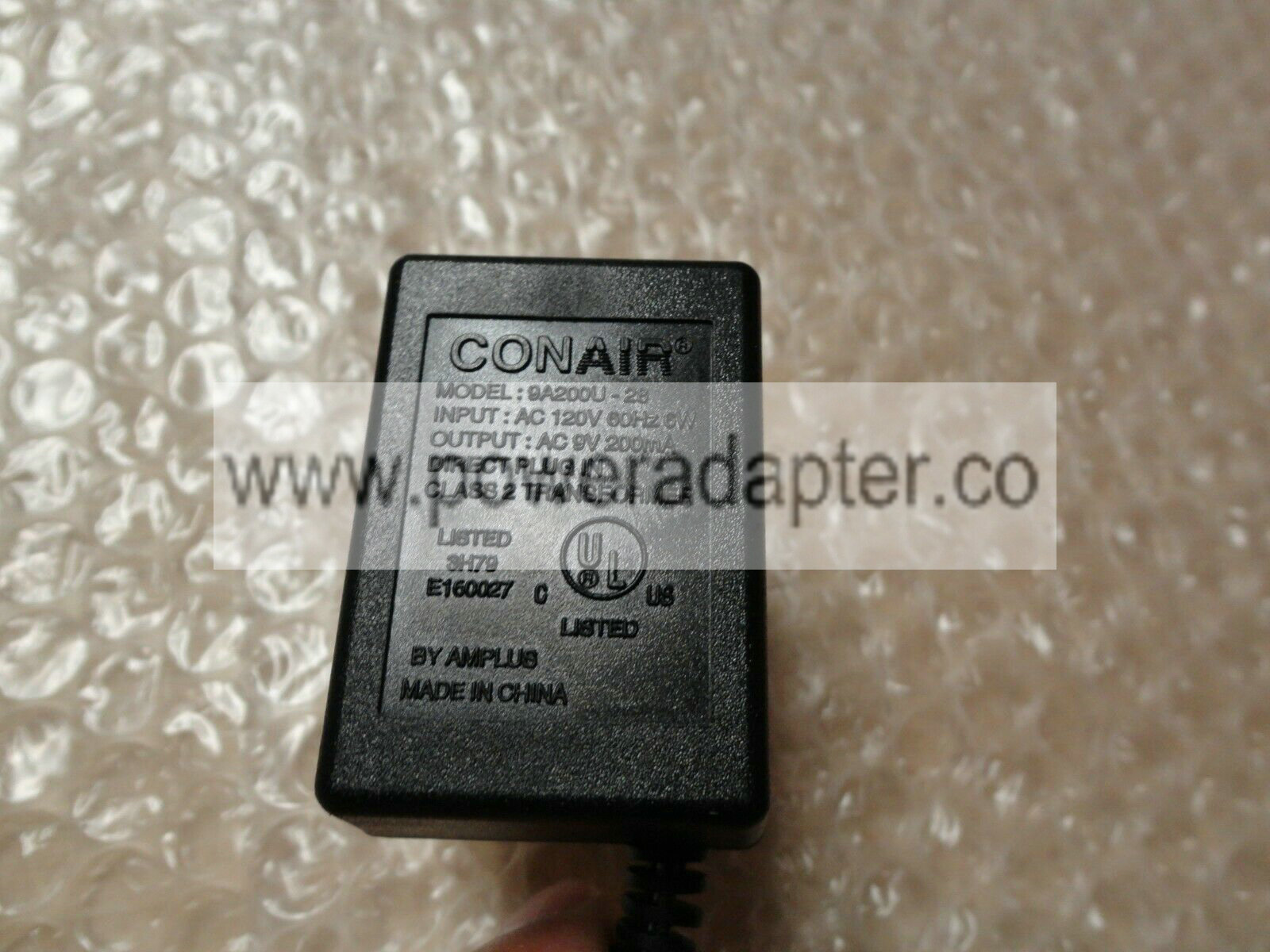 Original OEM CONAIR Adapter Model : 9A200U-28 6VDC 200mA brand: CONAIR model: 9A200U-28 input:Ac 120v 60hz 6w outp Original OEM CONAIR Adapter Model : 9A200U-28 6VDC 200mA brand: CONAIR model: 9A200U-28 input:Ac 120v 60hz 6w outp