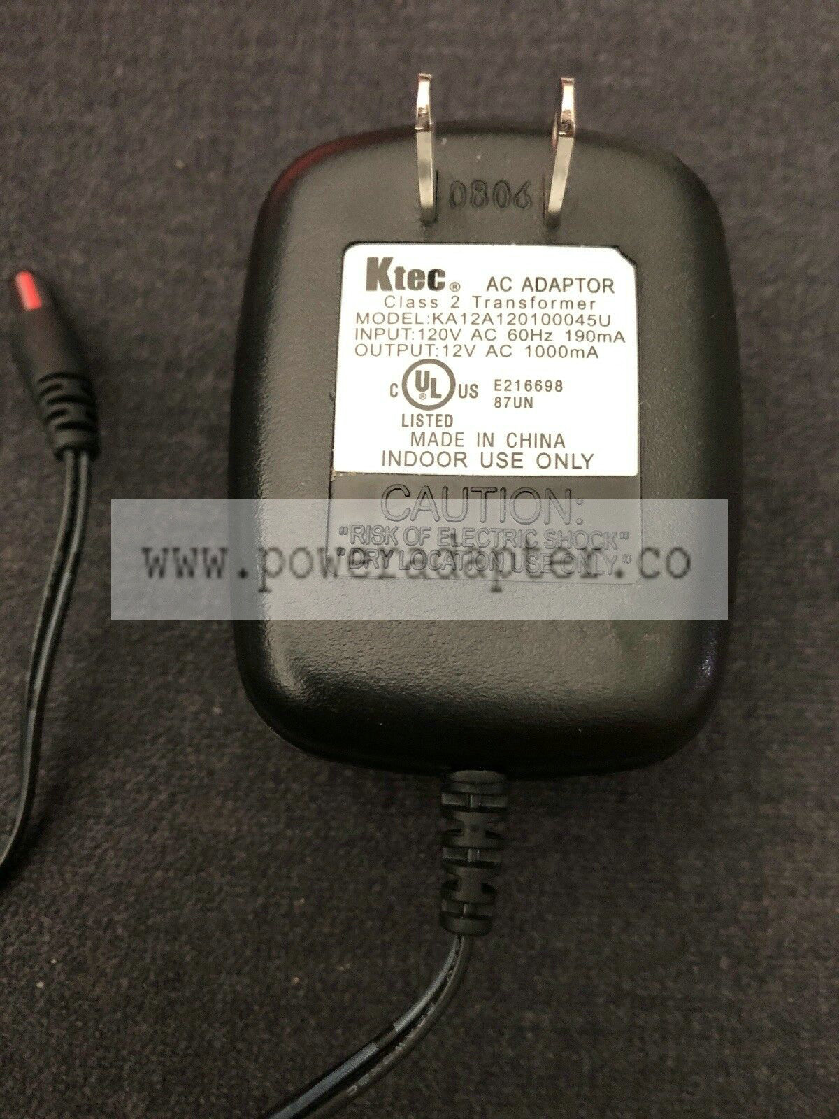 OEM KTEC 12V AC 1000mA KA12A120100045U plug AC/DC Power Supply Adapter EUC model no:KA12A120100045U input:12V AC 60hz OEM KTEC 12V AC 1000mA KA12A120100045U plug AC/DC Power Supply Adapter EUC model no:KA12A120100045U input:12V AC 60hz