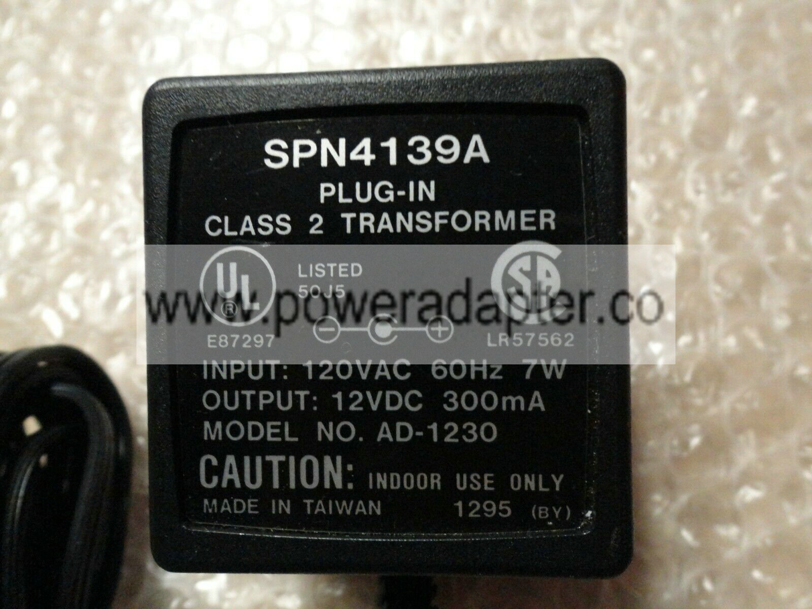 Original OEM SPN4139A Adapter Model : AD-1230 12VDC 300mA brand:SPN4139A input:120V AC 60HZ 7w Model: AD-1230 Outpu Original OEM SPN4139A Adapter Model : AD-1230 12VDC 300mA brand:SPN4139A input:120V AC 60HZ 7w Model: AD-1230 Outpu