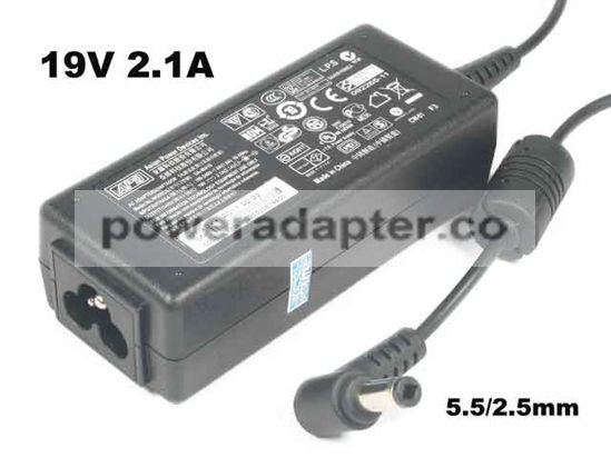 APD 19V 2.1A Asian Power Devices DA-40A19 AC Adapter Barrel 5.5/2.5mm, 3-Prong APD 19V 2.1A Asian Power Devices DA-40A19 AC Adapter Barrel 5.5/2.5mm, 3-Prong