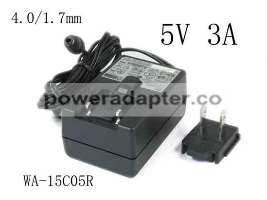 APD 5V 3A 15W Asian Power Devices WA-15C05R AC Adapter 4.0/1.7mm, US 2-Pin Plug, New APD 5V 3A 15W Asian Power Devices WA-15C05R AC Adapter 4.0/1.7mm, US 2-Pin Plug, New