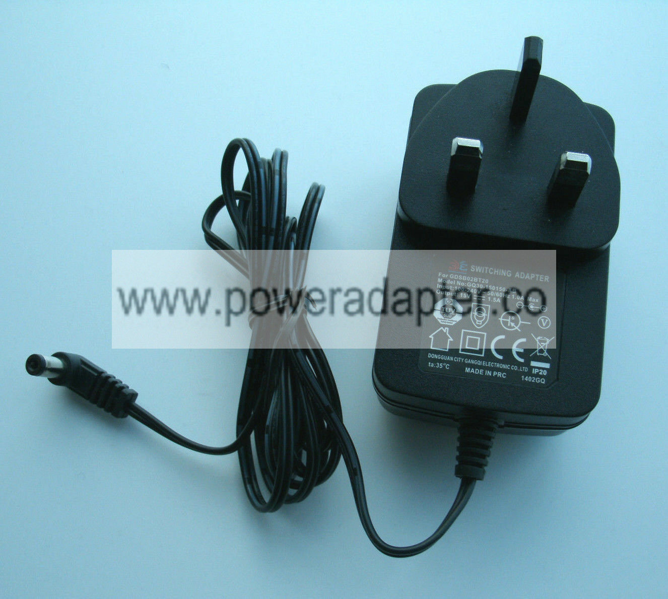 GQ30-150150-AB 15V 1.5A New 3Y3 GDSB02BT20 SWITCHING ADAPTER UK PLUG free POWER CORD GQ30-150150-AB 15V 1.5A New 3Y3 GDSB02BT20 SWITCHING ADAPTER UK PLUG free POWER CORD