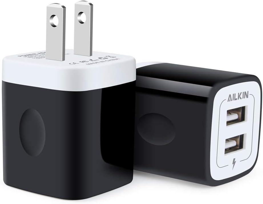 USB Wall Charger, Charger Block, AILKIN 2.1A Multiport Fast Charge Power Brick Cube for iPad, iPhone, Samsung Galaxy, Go USB Wall Charger, Charger Block, AILKIN 2.1A Multiport Fast Charge Power Brick Cube for iPad, iPhone, Samsung Galaxy, Go