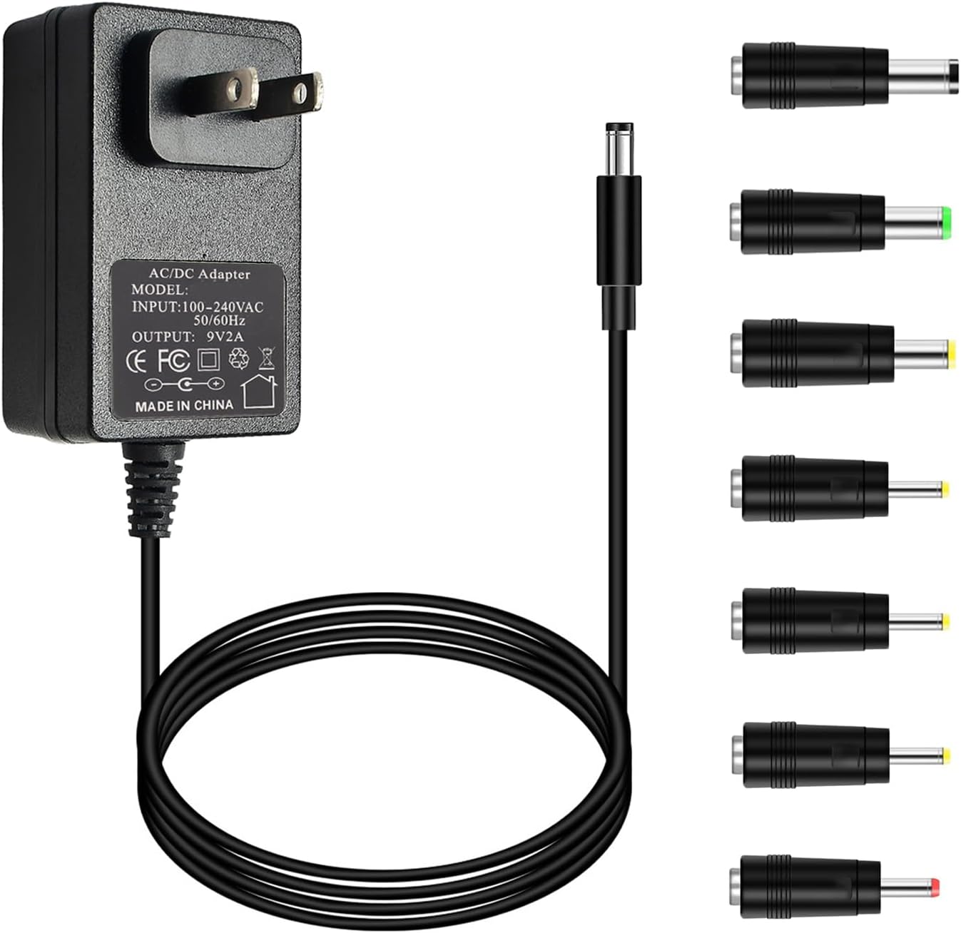 9V 2A AC DC Power Supply Cord Adapter Center Positive Wall Charger with 8 Tips for 9 Volt 500mA 800mA 1000mA 1200mA 1500 9V 2A AC DC Power Supply Cord Adapter Center Positive Wall Charger with 8 Tips for 9 Volt 500mA 800mA 1000mA 1200mA 1500