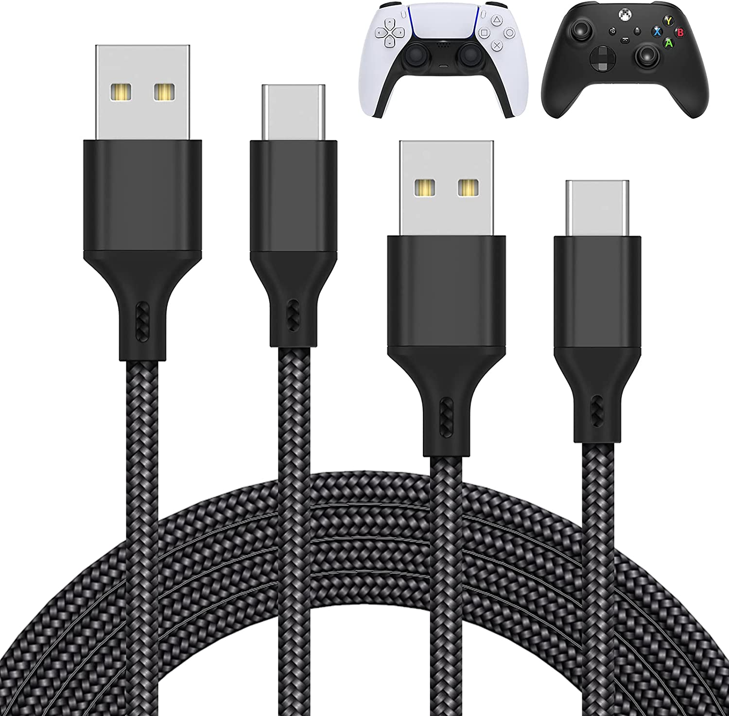 2 Pack 10FT Charger Charging Cable for PS5 Controller/for Xbox Series X/for Xbox Series S Controller, Replacement USB C 2 Pack 10FT Charger Charging Cable for PS5 Controller/for Xbox Series X/for Xbox Series S Controller, Replacement USB C