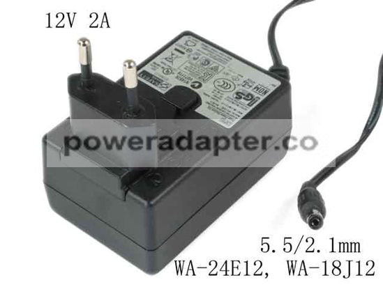 APD 12V 2A Asian Power Devices WA-24E12 AC Adapter 12V 2A,5.5/2.1mm,EU 2-Pin Plug