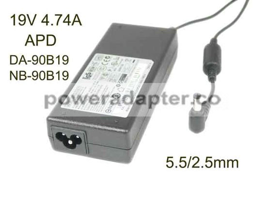 19V 4.74A APD/Asian Power Devices DA-90B19 AC Adapter,5.5/2.5mm,3-Prong, New Products specifications Model DA-90B19 It 19V 4.74A APD/Asian Power Devices DA-90B19 AC Adapter,5.5/2.5mm,3-Prong, New Products specifications Model DA-90B19 It