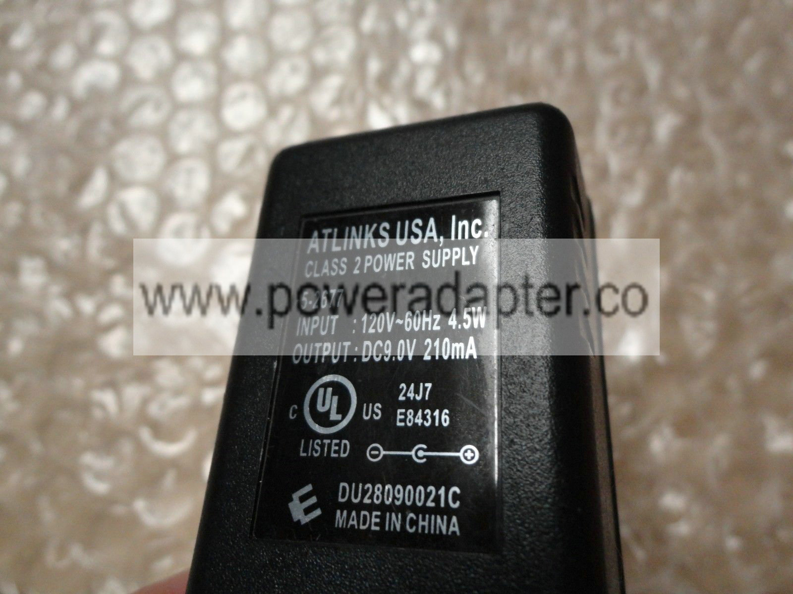 Original OEM Atlinks Class 2 AC Power Supply Adapter 5-2677 9V DC 210mA brand:ATLINKS input:120v 60hz 4.5w output:DC Original OEM Atlinks Class 2 AC Power Supply Adapter 5-2677 9V DC 210mA brand:ATLINKS input:120v 60hz 4.5w output:DC