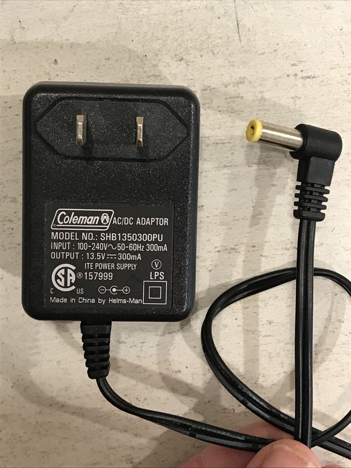 Coleman AC/DC Adapter Power Supply Model SHB1350300PU Output 13.5V Type: AC/DC Adapter Features: new Output Voltage: Coleman AC/DC Adapter Power Supply Model SHB1350300PU Output 13.5V Type: AC/DC Adapter Features: new Output Voltage: