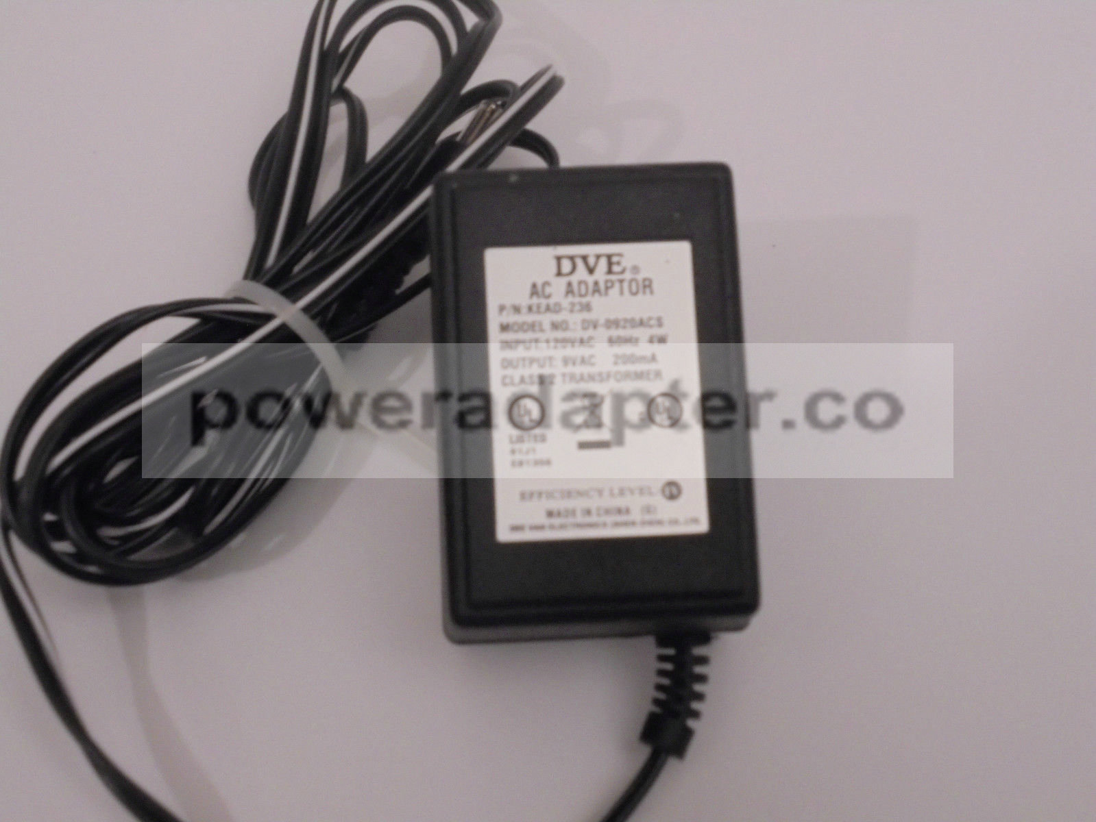 DVE KEAD-236 DV-0920ACS AC POWER SUPPLY ADAPTER 9VAC 200mA 4W Condition: new Brand: DVE MPN: KEAD-236 Model: DV-0 DVE KEAD-236 DV-0920ACS AC POWER SUPPLY ADAPTER 9VAC 200mA 4W Condition: new Brand: DVE MPN: KEAD-236 Model: DV-0
