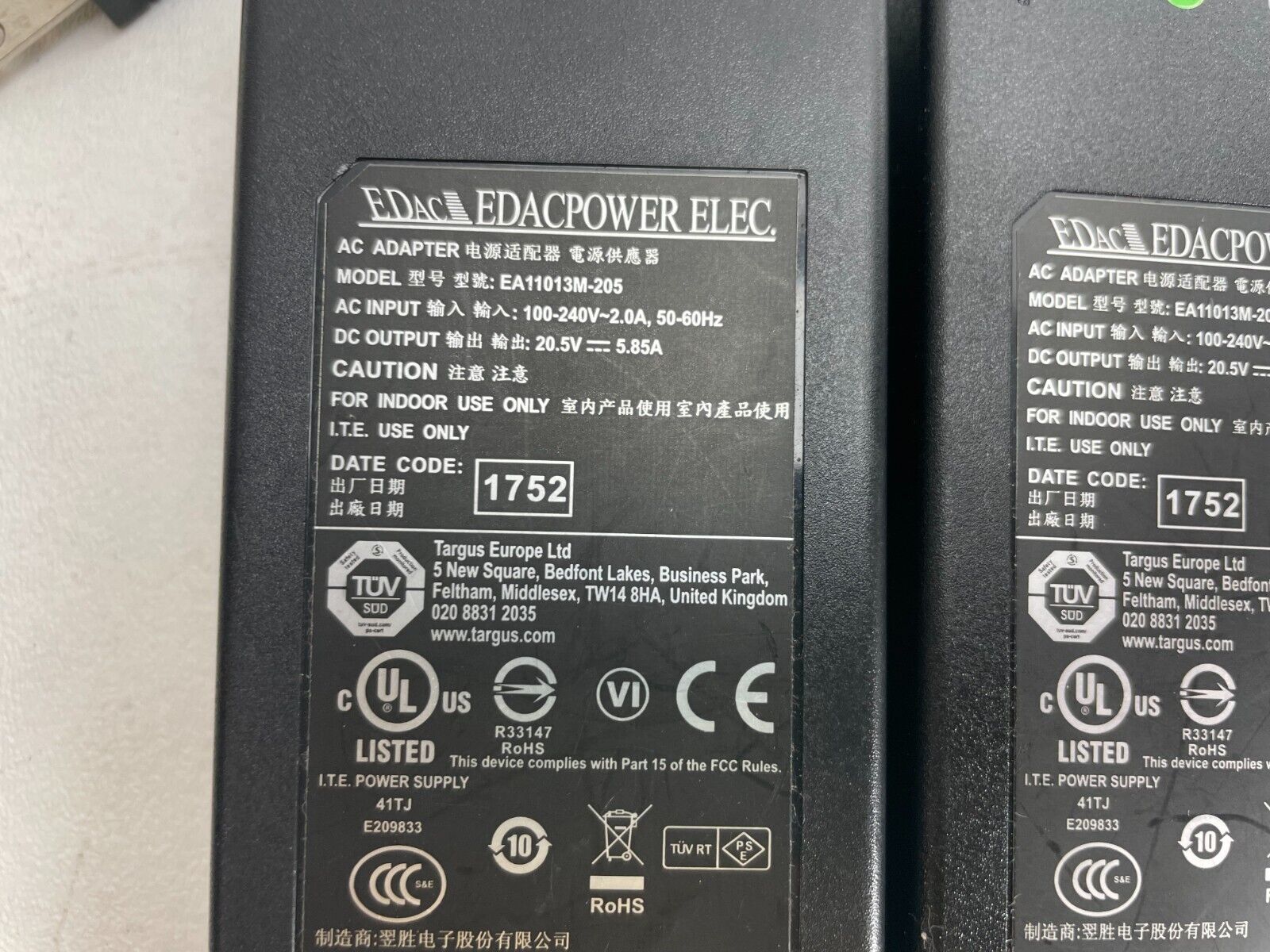 EDAC Power AC Adapter EA11013M-205 input 100-240V output 20.5V-5.85A Brand Edac Type Adapter Color Black Features Power EDAC Power AC Adapter EA11013M-205 input 100-240V output 20.5V-5.85A Brand Edac Type Adapter Color Black Features Power