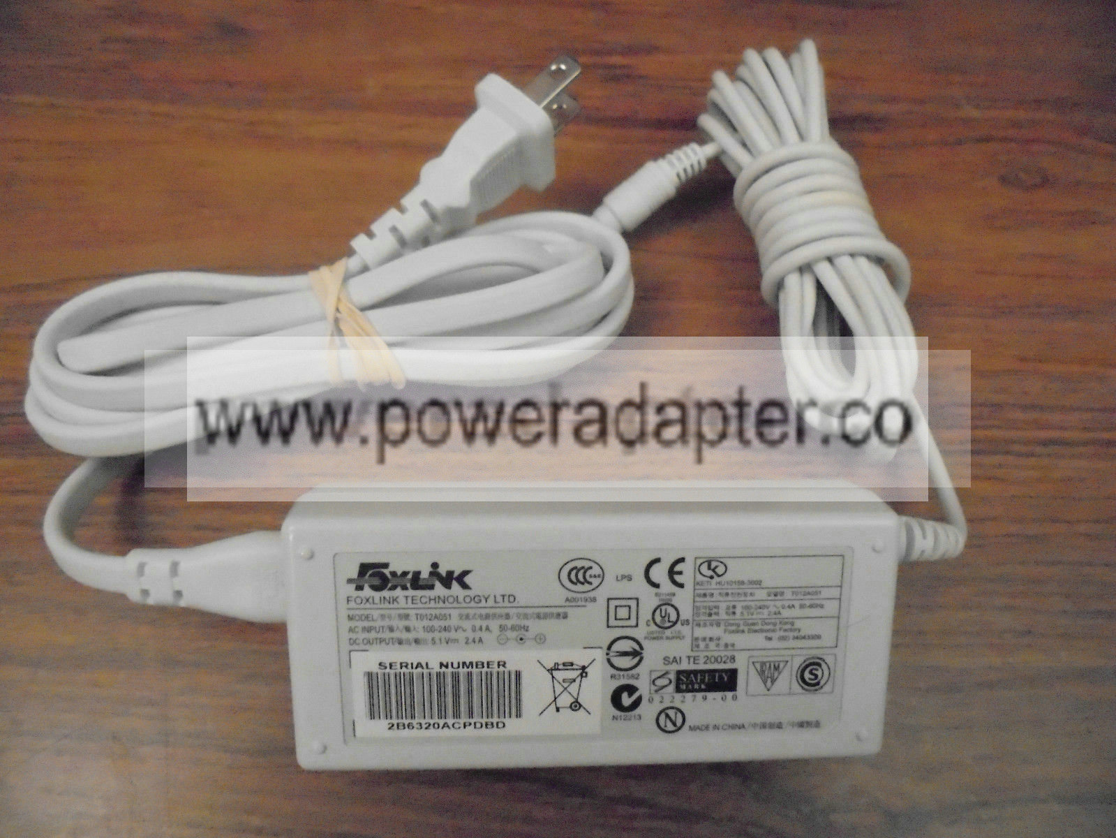 Foxlink T012A051 AC Adapter Charger Condition: new Model: T012A051 Brand: Foxflink MPN: T012A051 UPC: Does not Foxlink T012A051 AC Adapter Charger Condition: new Model: T012A051 Brand: Foxflink MPN: T012A051 UPC: Does not