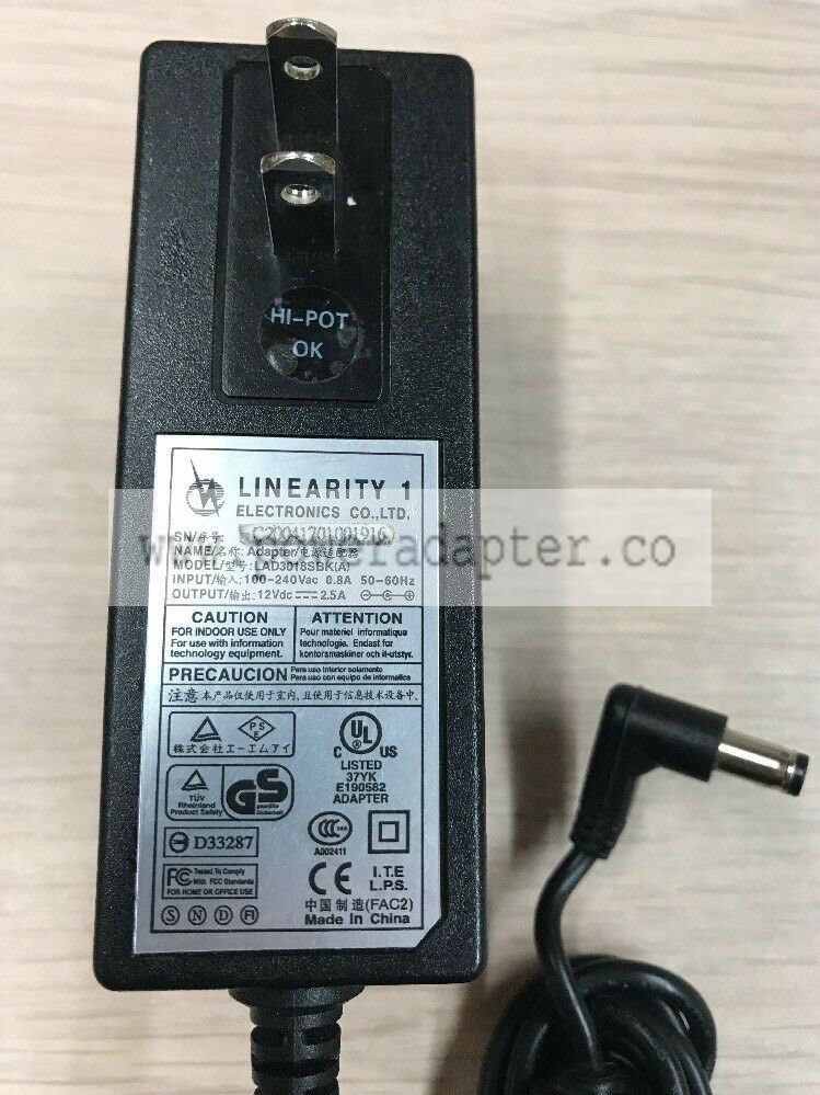 Linearity 1 Model:LAD3018SBK(A) AC Power Supply Adapter Output: 12V 2.5A H7 Brand: Linearity 1 Model: LAD3018SBK(A) Linearity 1 Model:LAD3018SBK(A) AC Power Supply Adapter Output: 12V 2.5A H7 Brand: Linearity 1 Model: LAD3018SBK(A)