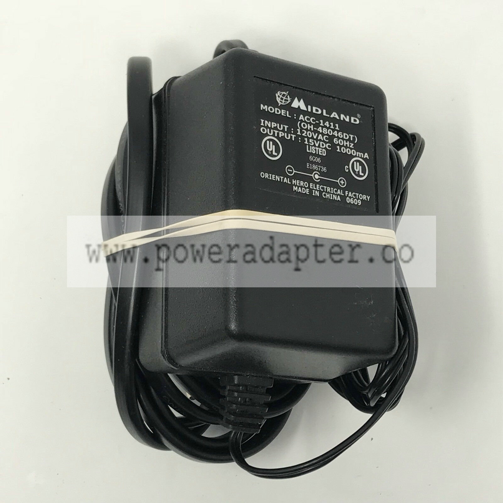 Midland ACC-1411 OH-48046DT 15V DC 1000mA 1A AC Adapter Power Supply Tested Model: ACC-1411 Output Voltage: 15V MPN: Midland ACC-1411 OH-48046DT 15V DC 1000mA 1A AC Adapter Power Supply Tested Model: ACC-1411 Output Voltage: 15V MPN: