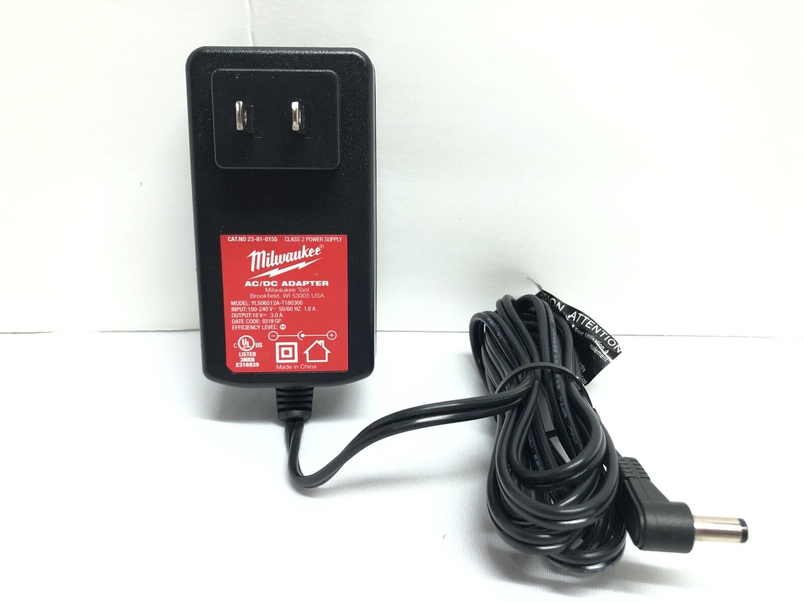 Milwaukee AC/DC Adapter 23-81-0155 Power Cord Adapter Brand Milwaukee Type AC/DC Adapter Color Black Compatible Model U Milwaukee AC/DC Adapter 23-81-0155 Power Cord Adapter Brand Milwaukee Type AC/DC Adapter Color Black Compatible Model U