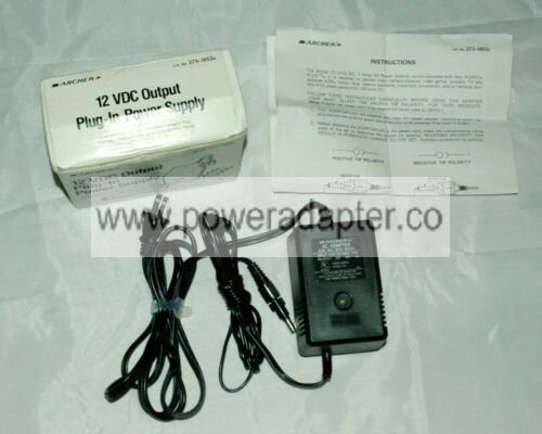 Radio Shack Archer 12V AC Adapter #273-1653A Output 12 VDC 1 Amp Vintage Nice Brand: Archer Output Voltage: 12 V Ty Radio Shack Archer 12V AC Adapter #273-1653A Output 12 VDC 1 Amp Vintage Nice Brand: Archer Output Voltage: 12 V Ty