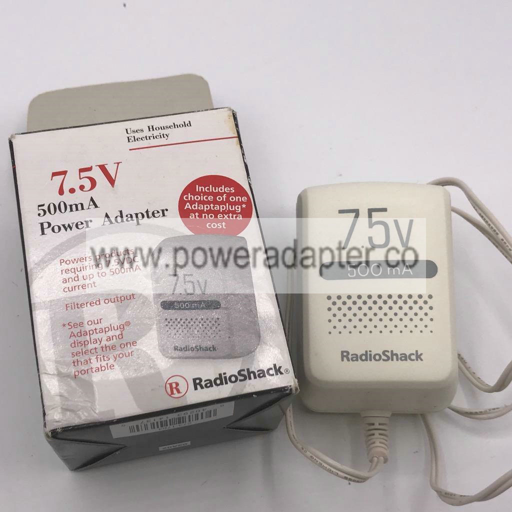 Radio Shack 273-1764 7.5V 500ma Power DC Adapter Charger Requires Adaptaplug Tip Brand: Radio Shack MPN: 273-1764 Radio Shack 273-1764 7.5V 500ma Power DC Adapter Charger Requires Adaptaplug Tip Brand: Radio Shack MPN: 273-1764