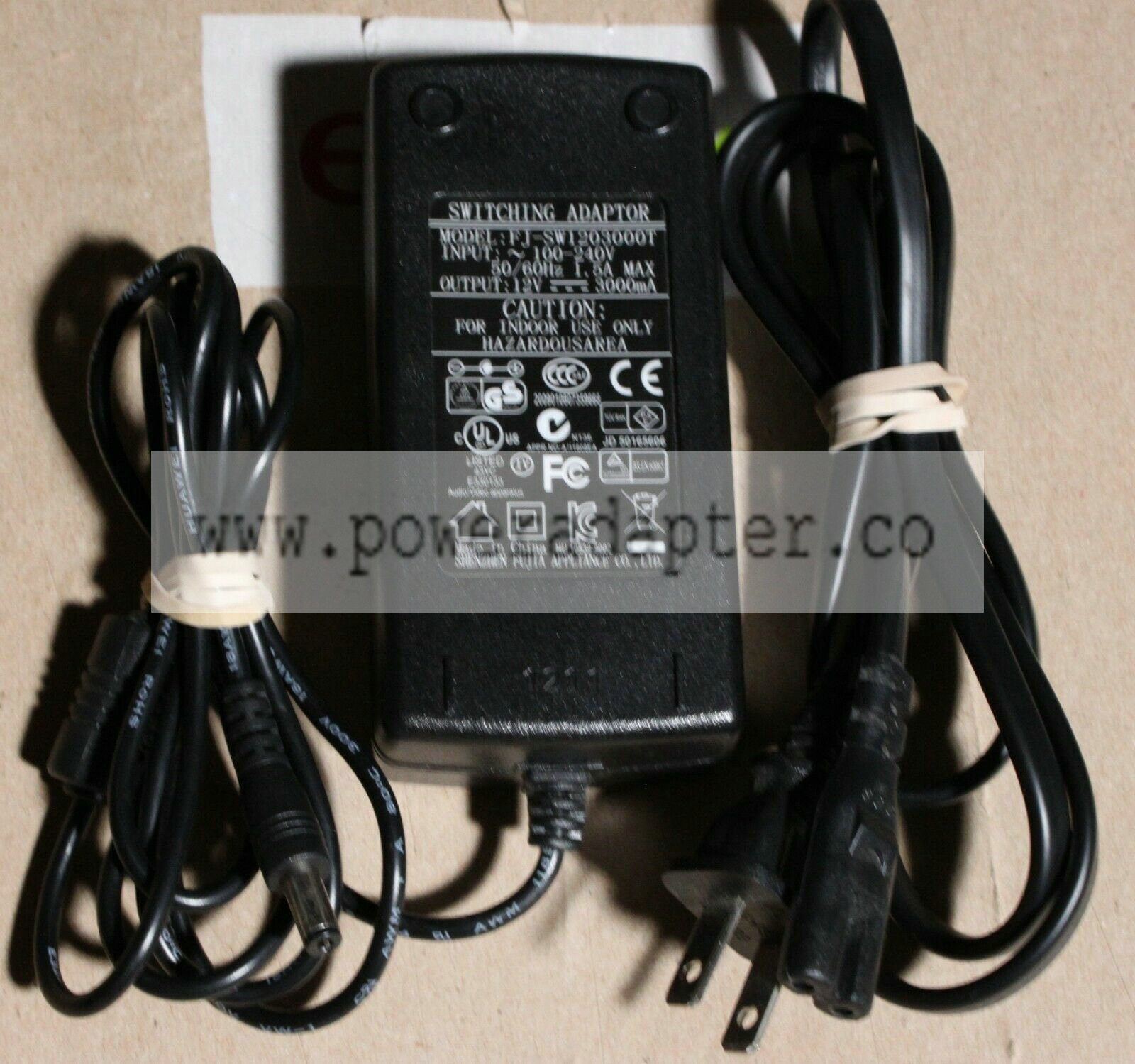 SHENZHEN SWITCHING ADAPTOR Model: FJ-SW1203000T Model: FJ-SW1203000T Output Voltage: 24 V Type: AC/DC Adapter Bran SHENZHEN SWITCHING ADAPTOR Model: FJ-SW1203000T Model: FJ-SW1203000T Output Voltage: 24 V Type: AC/DC Adapter Bran