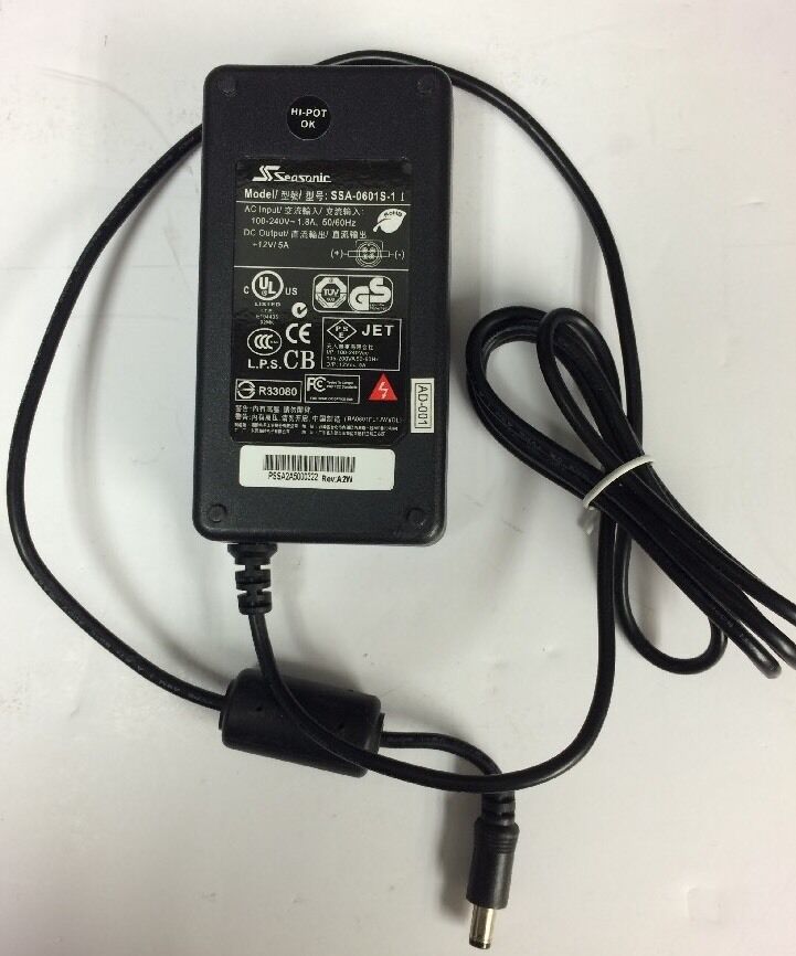 Seasonic AC DC Adapter SSA-0601S-1 Switching Adapter Cord Charger +12V/5A Compatible Brand: Universal Type: Power Ad Seasonic AC DC Adapter SSA-0601S-1 Switching Adapter Cord Charger +12V/5A Compatible Brand: Universal Type: Power Ad