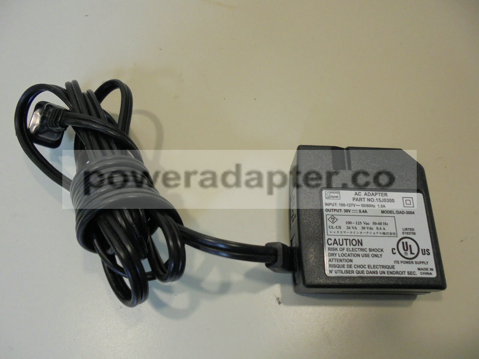 Skynet 15J0300 LEXMARK DELL - Printer AC Power Supply Adapter Cord - DAD-3004 Condition: new MFG: Skynet Compatible Skynet 15J0300 LEXMARK DELL - Printer AC Power Supply Adapter Cord - DAD-3004 Condition: new MFG: Skynet Compatible