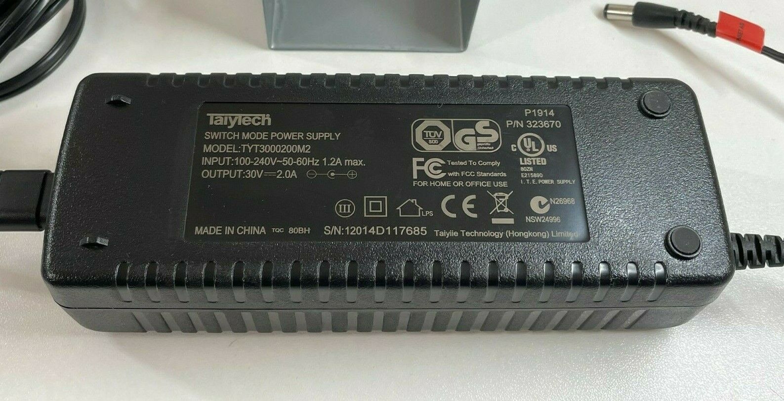 Genuine Taiytech TYT3000200M2 30V 2A AC Adapter Power Supply Charger p/n 323670 You are bidding on a Genuine Taiytech 3 Genuine Taiytech TYT3000200M2 30V 2A AC Adapter Power Supply Charger p/n 323670 You are bidding on a Genuine Taiytech 3
