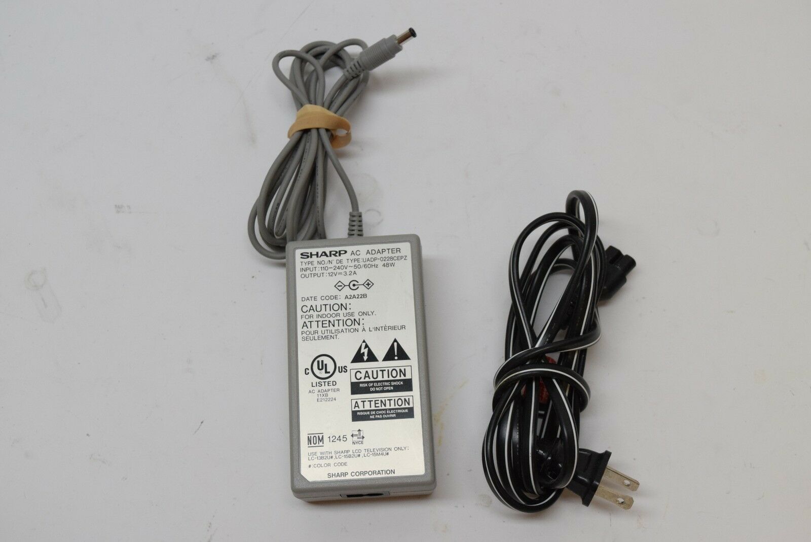 Sharp UADP-0228CEPZ 12V 3.2A Power Supply AC Adapter LC15M4U LC13B2U LC15B2U MPN: UADP-0228CEPZ Maximum Output Power: Sharp UADP-0228CEPZ 12V 3.2A Power Supply AC Adapter LC15M4U LC13B2U LC15B2U MPN: UADP-0228CEPZ Maximum Output Power: