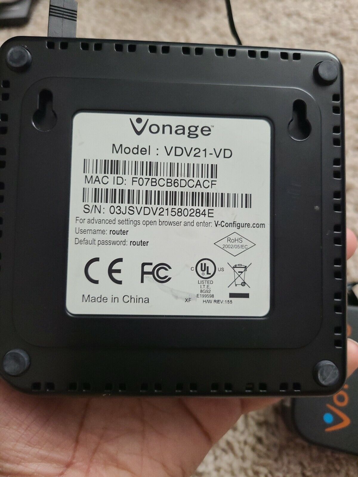 Vonage VDV21-VD VOIP Phone Adapter Brand: Vonage Type: VOIP Phone Adapter Color: Black Model: VDV21-VD UPC: does Vonage VDV21-VD VOIP Phone Adapter Brand: Vonage Type: VOIP Phone Adapter Color: Black Model: VDV21-VD UPC: does