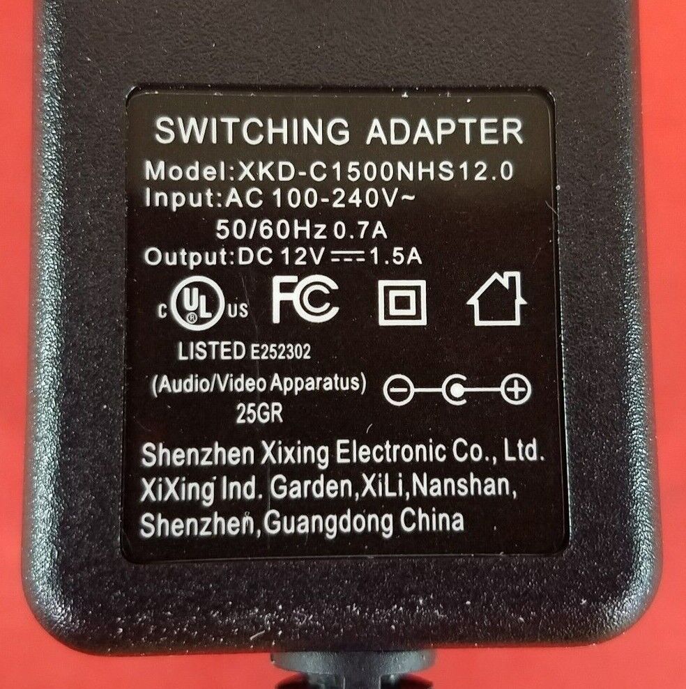 Genuine XIXING XKD-C1500NHS12.0 Power Supply Adaptor 12V 1.5A OEM AC/DC Adapter Type: AC/DC Adapter Features: Powere Genuine XIXING XKD-C1500NHS12.0 Power Supply Adaptor 12V 1.5A OEM AC/DC Adapter Type: AC/DC Adapter Features: Powere