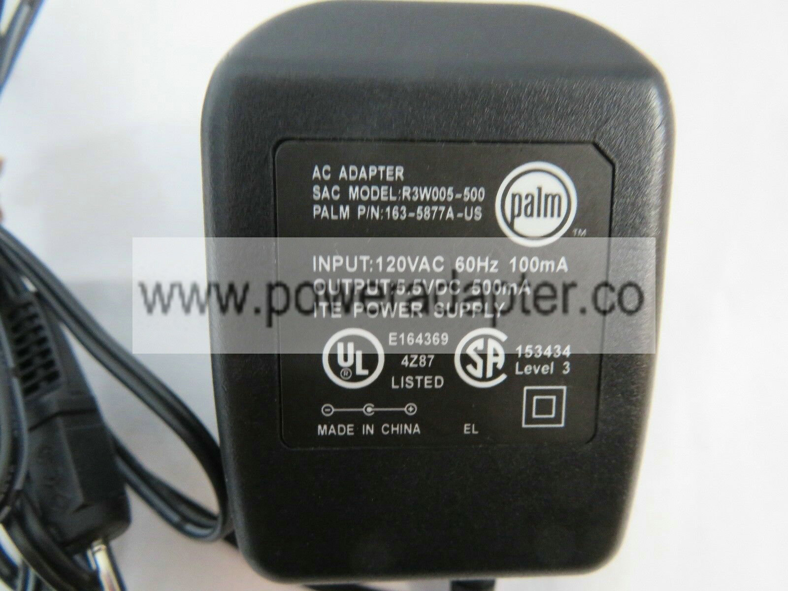 Palm AC Adapter Power Supply Model: R3W005-500 Part Number: 163-5877A-US Brand: Palm Model no: R3W005-500 MPN: 1 Palm AC Adapter Power Supply Model: R3W005-500 Part Number: 163-5877A-US Brand: Palm Model no: R3W005-500 MPN: 1
