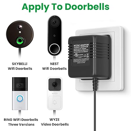 AC 24 Volt Transformer, C Wire Adapter, Compatible with All Versions of Ring Doorbell and Thermostat for Ecobee,Sensi an AC 24 Volt Transformer, C Wire Adapter, Compatible with All Versions of Ring Doorbell and Thermostat for Ecobee,Sensi an
