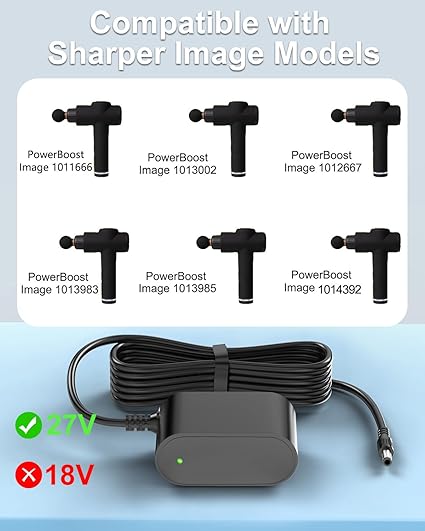 27V Massage Gun Charger for Sharper Image Powerboost 1011666 1013002 1012667 1014747 1014392 1013983 1013985Deep Tissue 27V Massage Gun Charger for Sharper Image Powerboost 1011666 1013002 1012667 1014747 1014392 1013983 1013985Deep Tissue