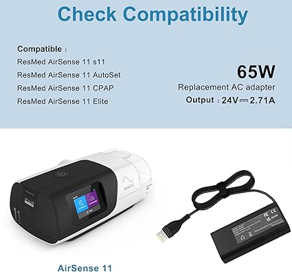65W 24V 2.71A Power Supply Charger for ResMed AirSense 11 AutoSet Elite CPAP Air11 65W 39205 E1399 ResMed 390010 R390-7 65W 24V 2.71A Power Supply Charger for ResMed AirSense 11 AutoSet Elite CPAP Air11 65W 39205 E1399 ResMed 390010 R390-7