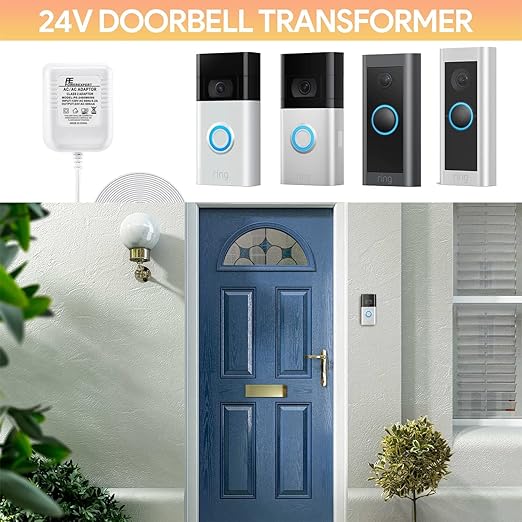Doorbell Transformer 24V Adapter for Ring Video Doorbell, 16.4ft Long C Wire Power Supply, Compatible with Ring, Nest He Doorbell Transformer 24V Adapter for Ring Video Doorbell, 16.4ft Long C Wire Power Supply, Compatible with Ring, Nest He