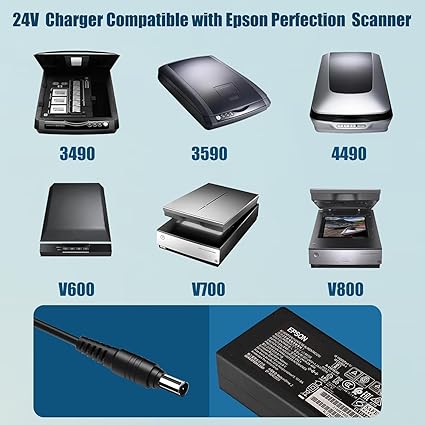 Power Supply Fit for Epson Perfection Scanner V500 V600 V700 V800, 24V AC Adapter for Epson Workforce WF-100 WF-110 ES-4 Power Supply Fit for Epson Perfection Scanner V500 V600 V700 V800, 24V AC Adapter for Epson Workforce WF-100 WF-110 ES-4