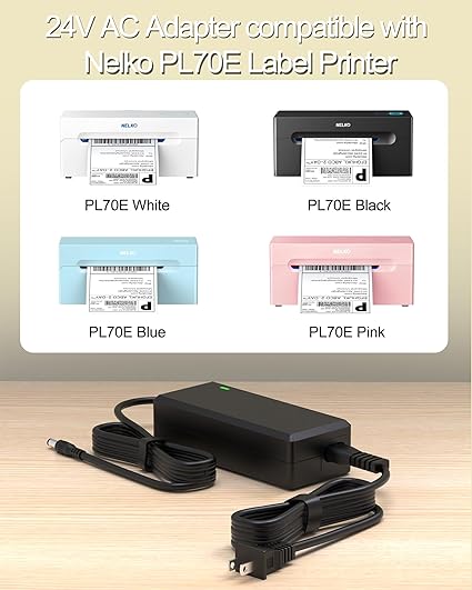 24V Power Supply Compatible with Nelko PL70E Bluetooth Thermal Shipping Label Printer Power Adapter Compatible with Nelk 24V Power Supply Compatible with Nelko PL70E Bluetooth Thermal Shipping Label Printer Power Adapter Compatible with Nelk