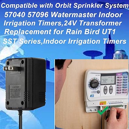 24VAC750mA AC Adapte Compatible with Orbit Sprinkler System 57040 57096 Watermaster Indoor Irrigation Timers,24V Transfo 24VAC750mA AC Adapte Compatible with Orbit Sprinkler System 57040 57096 Watermaster Indoor Irrigation Timers,24V Transfo