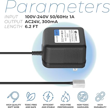 Sprinkler System Power Supply Transformer 24V 300mA Irrigation Timers System Power Cord Replacement Part AC Adapter Char Sprinkler System Power Supply Transformer 24V 300mA Irrigation Timers System Power Cord Replacement Part AC Adapter Char